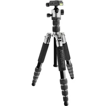 Mantona Light Traveller Reisestativ schwarz/grau (Metall), Stativ, Schwarz, Grau
