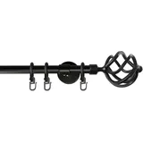 garesa schönes fürs fenster Garesa Gardinenstange Rustika Ø 16mm, 1-läufig, Schwarz I Rustikale Vorhangstange aus Metall inkl. Ringe + Faltenlegehaken I Mit Endknopf Korb I 220cm