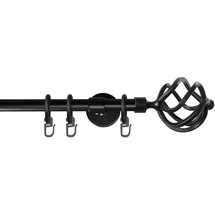 garesa schönes fürs fenster Garesa Gardinenstange Rustika Ø 16mm, 1-läufig, Schwarz I Rustikale Vorhangstange aus Metall inkl. Ringe + Faltenlegehaken I Mit Endknopf Korb I 220cm