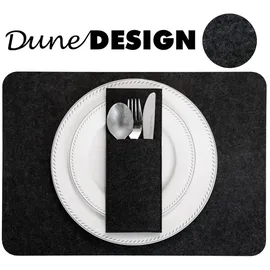 Dune Design DuneDesign Tischset Bestecktasche Untersetzer Set 43x30 cm Platzset Filzset Anthrazit