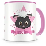 Samunshi® Kindertasse mit Namen Tasse Süßes Schaf Personalisierte Tasse mit Namen Kinder Kinderbecher mit Namen Kindergarten rosa 300ml