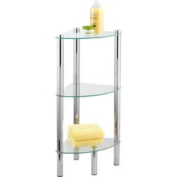 Eckregal WENKO "Yago", transparent (glänzend, ablagen: transparent, transparent), B:30cm H:74cm T:30cm, Edelstahl, Regale, 1 Ablage