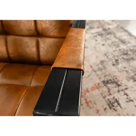 MASSIVMOEBEL24.DE Sessel Echtleder 64 x 83 x 76 cm Cognac mit Armlehnen und Metallbeinen