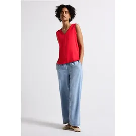 STREET ONE Jersey-Top mit Häkeldetails - Rot