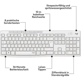 Logitech MK295 Silent Wireless Combo DE grauweiß
