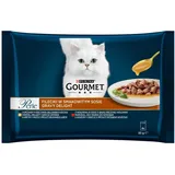 GOURMET Perle Nassfutter für ausgewachsene Katzen Huhn Rind in Sauce 4x 85g