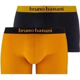bruno banani Herren, Boxershorts, 2er Pack Flowing Baumwolle Goldgelb/Schwarz L (Large)