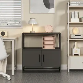[en.casa] Hailuoto Aktenschrank 80 x 40 x 82 cm Schwarz