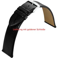 Eulit Eidechsenleder Eidechse 18mm" E57697618101" - schwarz