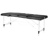 Activeshop Massageliege Klappbar Massagetisch Kosmetikliege Behandlungsliege Massage Table Komfort mit 3 Zonen höhenverstellbaren Aluminium-Füßen und Premium-PU-Leder mit Tragetasche Schwarz