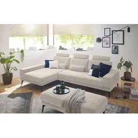 Set One by Musterring Ecksofa "SO 3600, inkl motor. Sitztiefenverstellung, Kopfstützen, Nierenkissen", beige (kama sand), B:293cm H:85cm T:180cm, 100% Polyester, SET ONE BY MUSTERRING, Sofas, Ecksofa, Sitzhöhe 44 cm, Kaltschaum, Breite 293 x Tiefe 180 cm, Kama sand