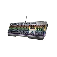 Trust Gaming GXT 877 Scarr Mechanische Gaming Tastatur QWERTZ Deutsches Layout (Lineare Mechanische Schalter, Metall hergestellte Oberplatte, 7 Farbmodi, Anti-Ghosting mit N-Key-Rollover) Grau