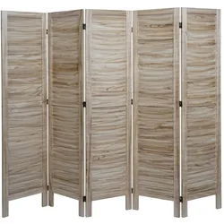Paravent MCW-G30, Trennwand Sichtschutz Raumteiler, Shabby-Look 170x200cm ~ hellbraun