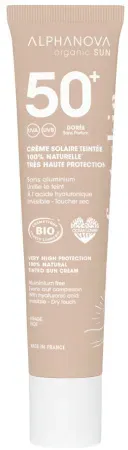 Alphanova Sun Getönte Sonnenschutzcreme SPF50+ Goldene Nuance Ohne Parfum 100% Natürlich Und Bio 40g