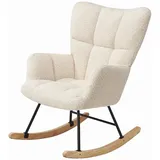 Home Nature Wohnkonzept Schaukelstuhl weiß 98,5x69x71 cm, Balkonsessel Relaxstuhl mit 120 kg Tragkraft, Schaukelsessel
