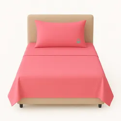 Benetton - 3-teiliges Einzelbett-Set: Bettlaken (160x240cm), Spannbettlaken (90x200cm), 1 Kissenbezug (45x115cm), 100 % rosa Baumwolle
