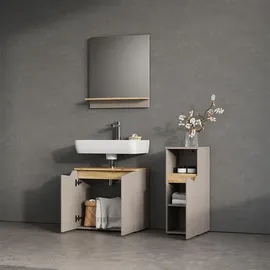 livinity Livinity® Midischrank Greige, Greige, Holzwerkstoff, 3 Fächer, Rechteckig, 30x74.5x35 cm mit Tür und offenem Fach