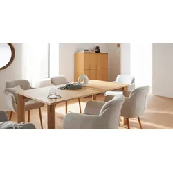 Esstisch "Chelsea", beige (natur, natur, natur), B:140cm H:75cm T:90cm, LEGER HOME BY LENA GERCKE, Tische, Esstisch Holz-Esstische Rechteckiger Esstisch, Eiche furniert, verschiedene Breiten, robuste Beine aus massiver Eiche
