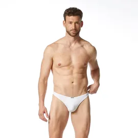 Bruno Banani Herren String Check Line 2.0, Tanga, Polyamid, Logo, Karo, einfarbig Weiß 2XL