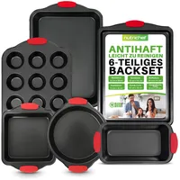 NutriChef 6-Teiliges Backform Set 6-Teilig Antihaft – Stapelbare Backzubehör