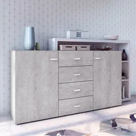 petits-meubles Sideboard 180 cm Weiß / Beton