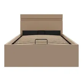 vidaXL Bett mit Bettkasten LED Cappuccino-Braun Kunstleder 100x200 cm