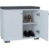 VCM Holz Sitzbank Schuhschrank Maße: H. 49 x B. 60 x T. 33 cm 2 Drehtüren 2Fächer - Gados S