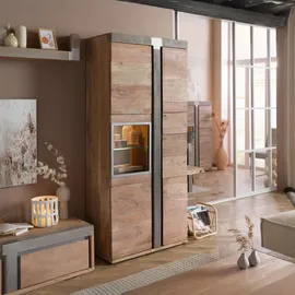 Massivmoebel24 Vitrine Akazie 90 x 45 x 204 cm Beige