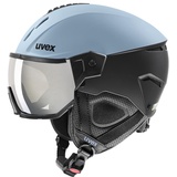 Uvex instinct visor - robuster Skihelm für Damen und Herren - Filterkategorie 2 - optimierte Belüftung - glacier - black matt - 53-56 cm