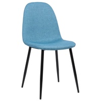 TPFLiving Esszimmerstuhl Naples mit hochwertig gepolsterter Sitzfläche - Konferenzstuhl (Küchenstuhl - Esstischstuhl - Wohnzimmerstuhl - Polsterstuhl), Gestell: Metall schwarz - Sitzfläche: Stoff blau blau