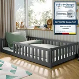 Kids Collective Jugendbett Kids Collective 120 x 200 cm Kiefer massiv grau