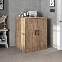 roomartstore.de Waschmaschinenumbauschrank 70 x 90 x 69 cm Weiß/Eiche/Anthrazit-Eiche/beige