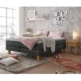 Hasena Isoba Boxspringbett 140-180 cm braun / Dunkelgrau, Liegefläche:140 x 200 cm, Topper:Base-Topper