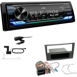 EHO JVC KD-X482DBT Autoradio 1-DIN DAB+ Bluetooth Amazon Alexa mit Einbauset für Opel Astra H charcoal-metallic