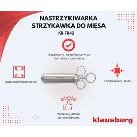 Klausberg Bratenspritze Stahlspritze Fleisch Marinieren Pökeln Spritze 60ml KLAUSBERG KB-7842