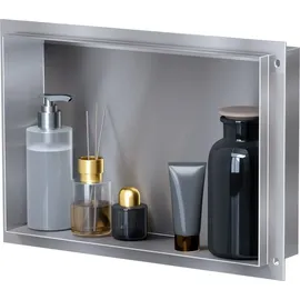 VILSTEIN | Duschnische 30x45 cm | Unterputz | Wandnische Edelstahl | Randloses Duschregal - Silber