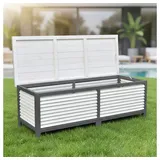 MuCoLa - Auflagenbox 140cm Kissenbox Holz Gartentruhe Gartenbox Auflagentruhe Truhe Grau