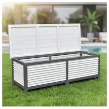 MuCoLa - Auflagenbox 140cm Kissenbox Holz Gartentruhe Gartenbox Auflagentruhe Truhe Grau