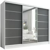 A&J MöbelLand Schiebetürenschrank AURELIA 1 200 x 215 x 59,5 cm Grau/Weiß