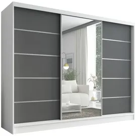 A&J MöbelLand Schiebetürenschrank AURELIA 1 200 x 215 x 59,5 cm Grau/Weiß