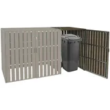 Mendler 1er WPC-Mülltonnenverkleidung Erweiterung HWC-J28, Mülltonnenbox, Metall Holzoptik ~ braun