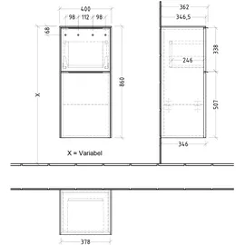 Villeroy & Boch Subway 3.0 Seitenschrank 40 x 86 cm Schwarz/Weiß