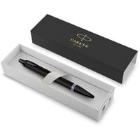 Parker Kugelschreiber IM Vibrant Rings Purple PVD, schwarz/violett, Metall, Schreibfarbe blau
