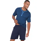 AUTHENTIC LE JOGGER Shorty AUTHENTIC LE JOGGER Gr. 56/58, blau (blau, gestreift, marine) Herren Homewear-Sets mit aufwendigem Ausschnitt und Knopfleiste