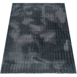 Hochflor-Teppich PACO HOME "Arnheim 743", grau (anthrazit), B:200cm H:27mm L:280cm, Polyester, Teppiche, Uni Farben, Wellen Muster, besonders weich, Hoch-Tief Effekt