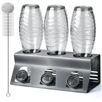 Sidorenko Flaschenhalter für SodaStream aus Edelstahl mit Kantenschutz, (Für, 3-St., Flaschen mit Flaschenbürste und Abtropfmatte), für Soda Stream Crystal, Easy, Fuse, Emil Flaschen