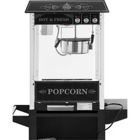 Royal Catering Popcornmaschine mit Wagen Retro-Design 195 / 235 °C schwarz Popcornmaker Automat,