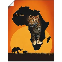 Artland Wandbild »Afrika der schwarze Kontinent«, Wildtiere, (1 St.), als Leinwandbild, Poster, Wandaufkleber in verschied. Größen Artland Farbe Bild(er): orange