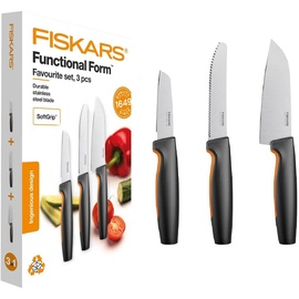Fiskars Functional Form, Inklusive Kochmesser (klein), Tomatenmesser, Schälmesser, Japanischer Edelstahl/Kunststoff, 1057556