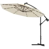 Swing&Harmonie Luxus Sonnenschirm mit LED Beleuchtung Ampelschirm 300cm Solar Garten Schirm Pavillon in creme
